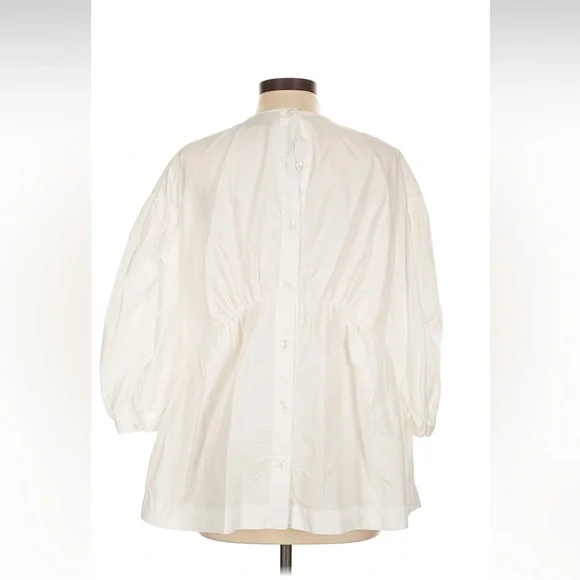 Simone Rocha Women’s Cream Peasant Blouse - Classic Lightweight Top - Picture 2 of 7